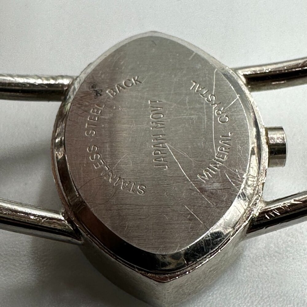 3/$30 Xanadu Watch Women Silver Tone Marquise Face Black Dial 17MM Bangle 5.5" - Picture 6 of 14